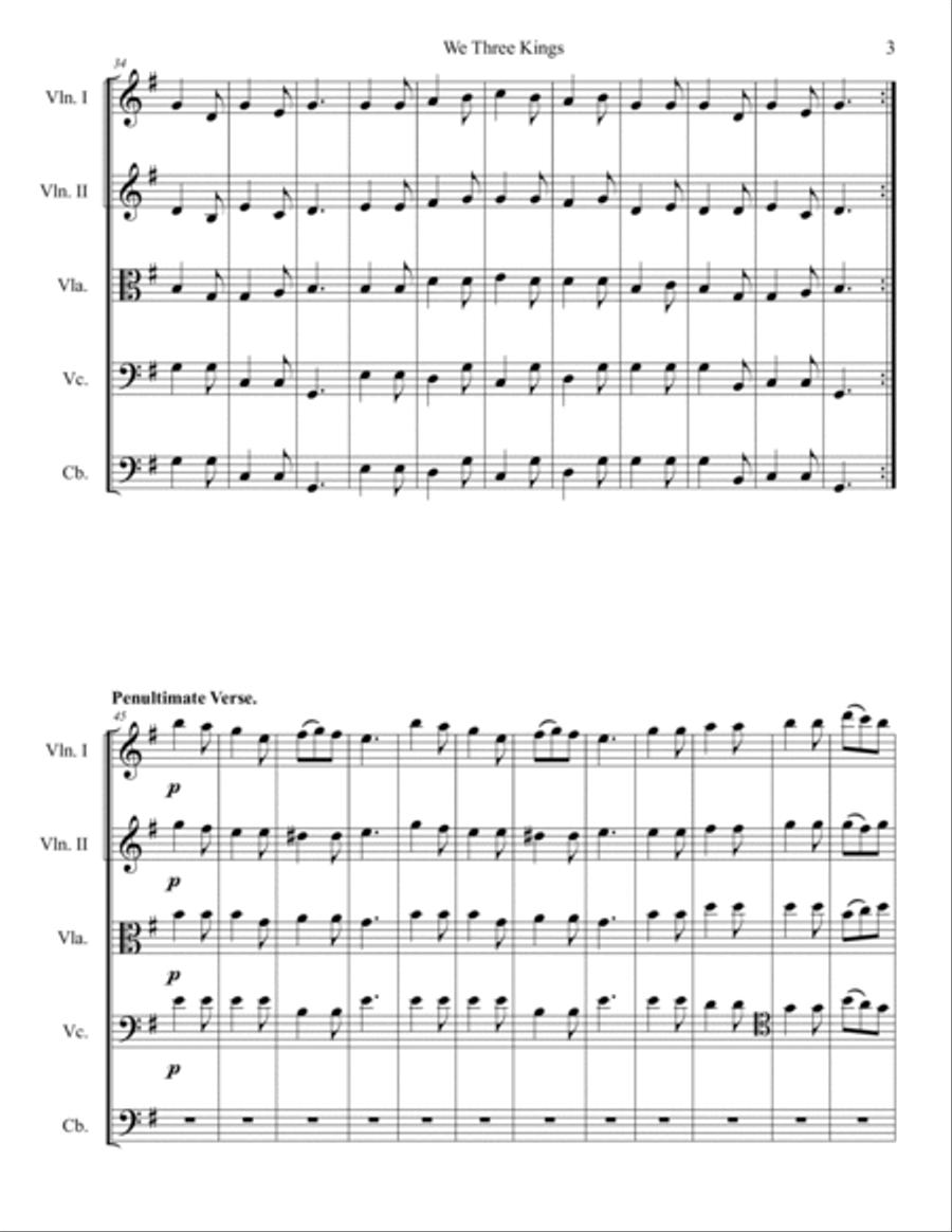 We Three Kings We Three Kings String Quintet scores gallery preview page 5