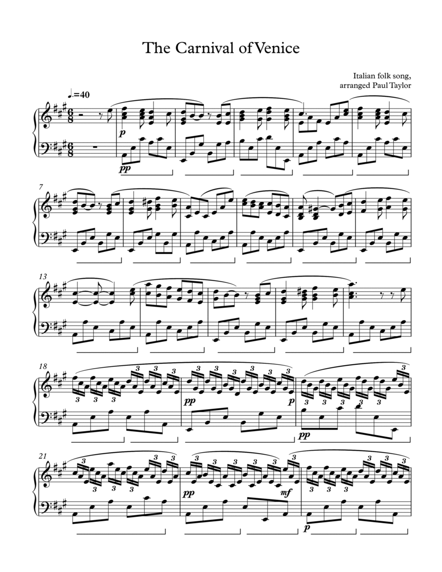 The Carnival of Venice Piano Solo scores gallery preview page 1