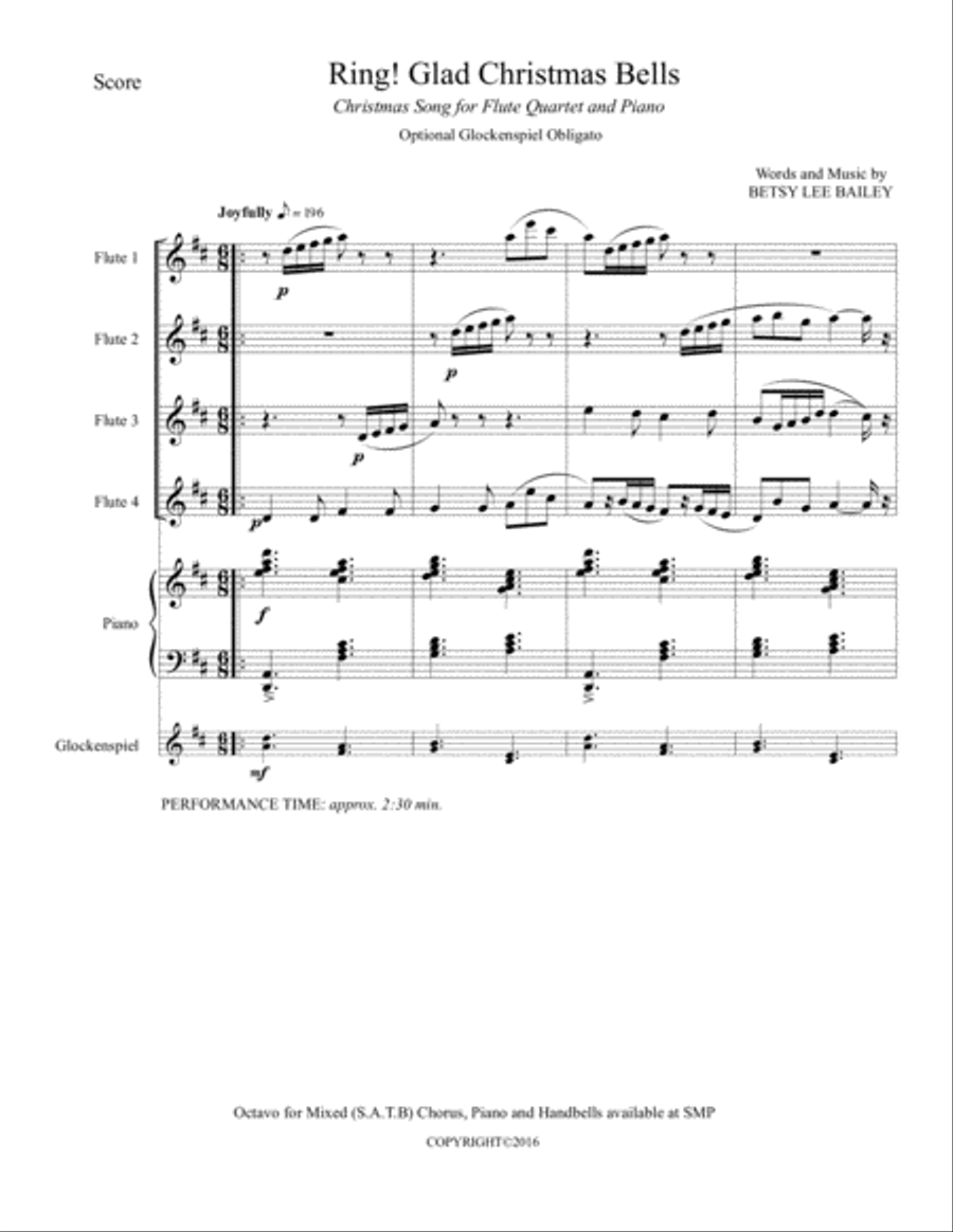 Ring Glad Christmas Bells - Flute Quartet Small Ensemble scores gallery preview page 2