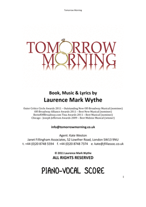 TOMORROW MORNING - PIANO VOCAL SCORE