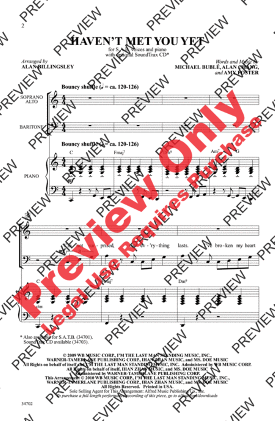 Haven't Met You Yet 3-Part scores gallery preview page 2