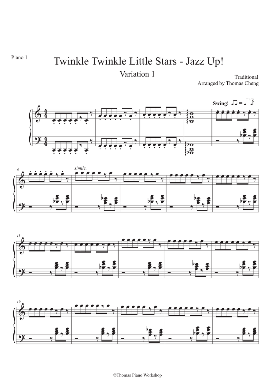 Twinkle Twinkle Little Stars - Jazz Up! Piano scores gallery preview page 1