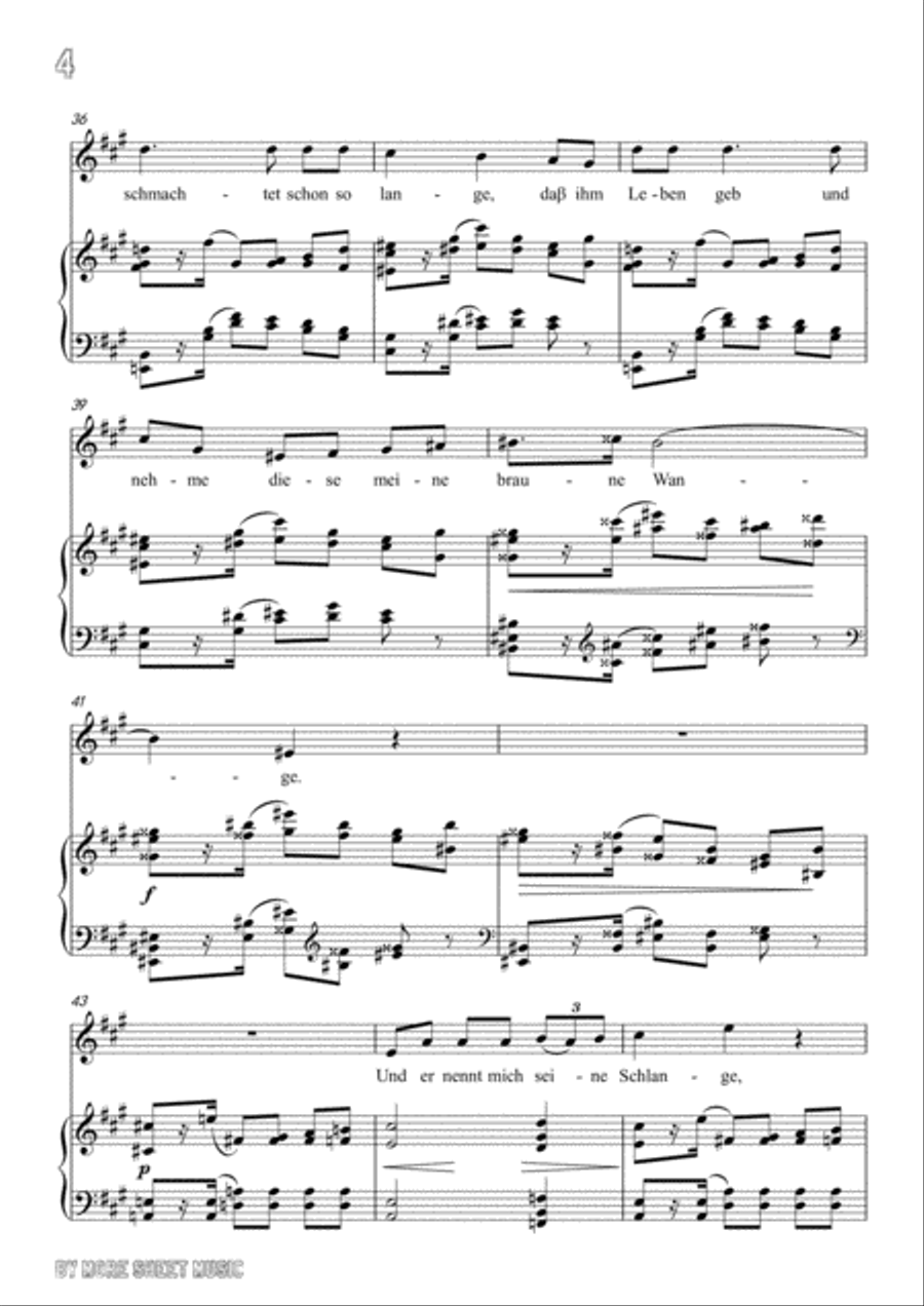 Wolf-In dem Schatten meiner Locken in A Major,for Voice and Piano Voice Solo scores gallery preview page 6