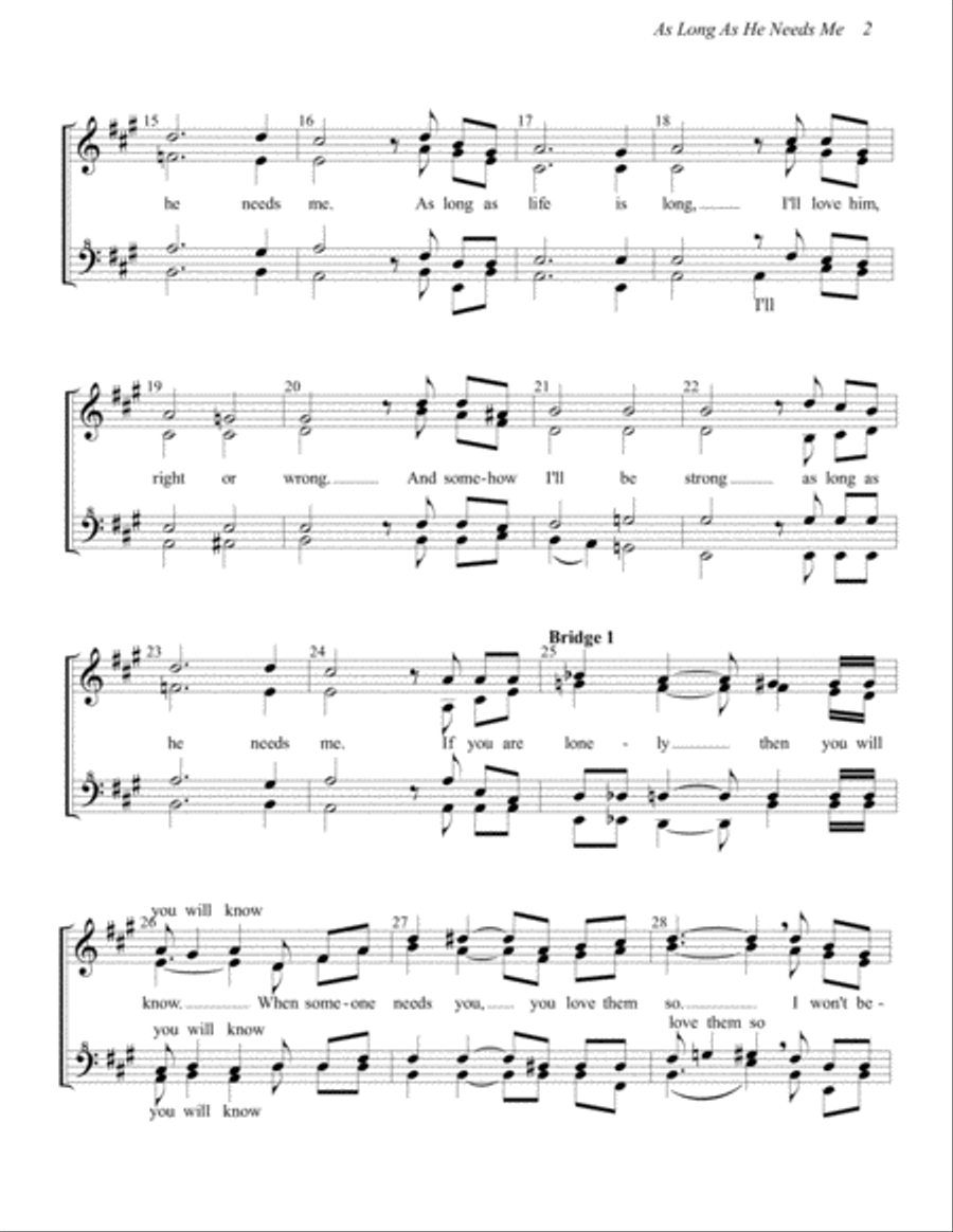 As Long As He Needs Me SSAA scores gallery preview page 2
