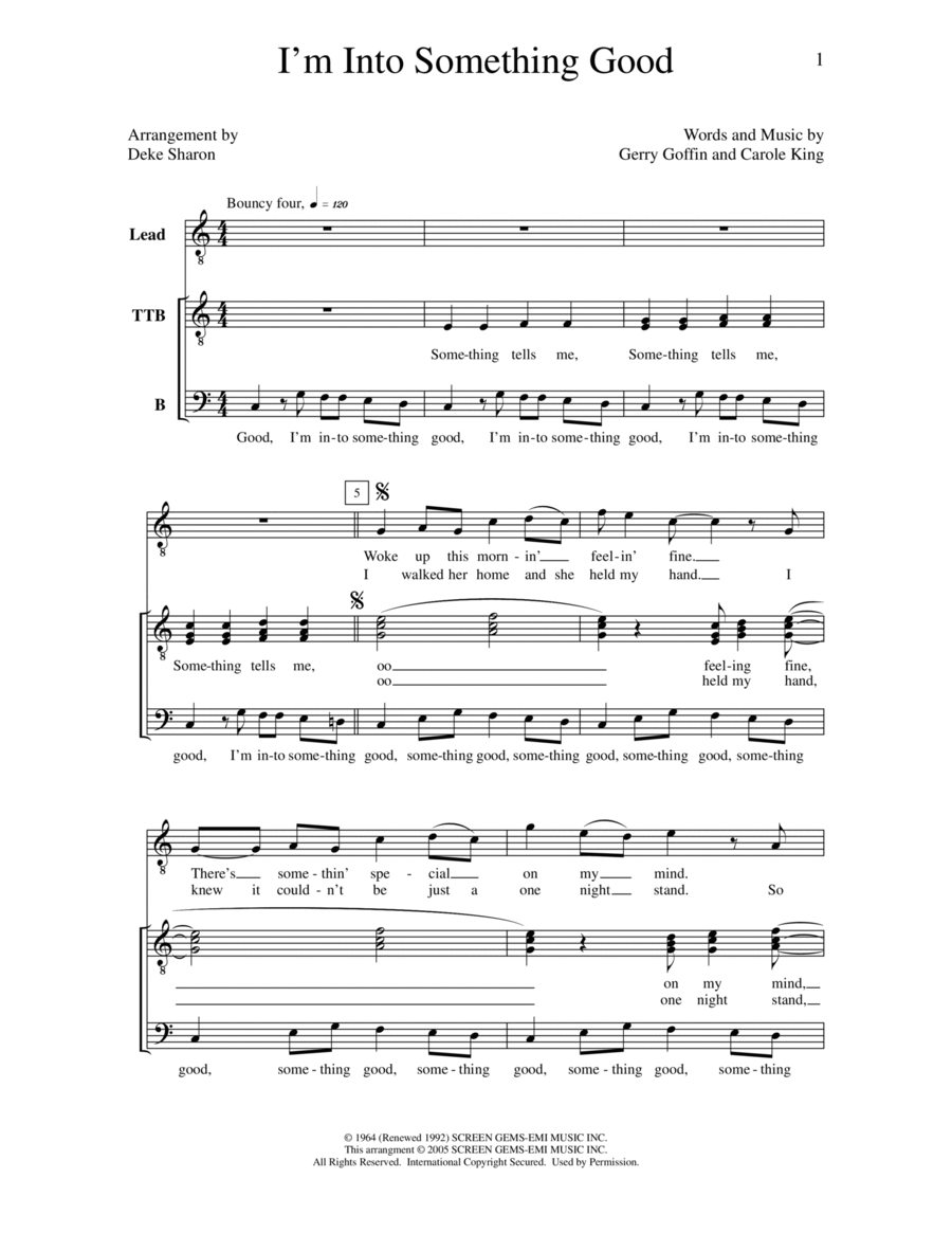 I'm into Something Good TTBB scores gallery preview page 1