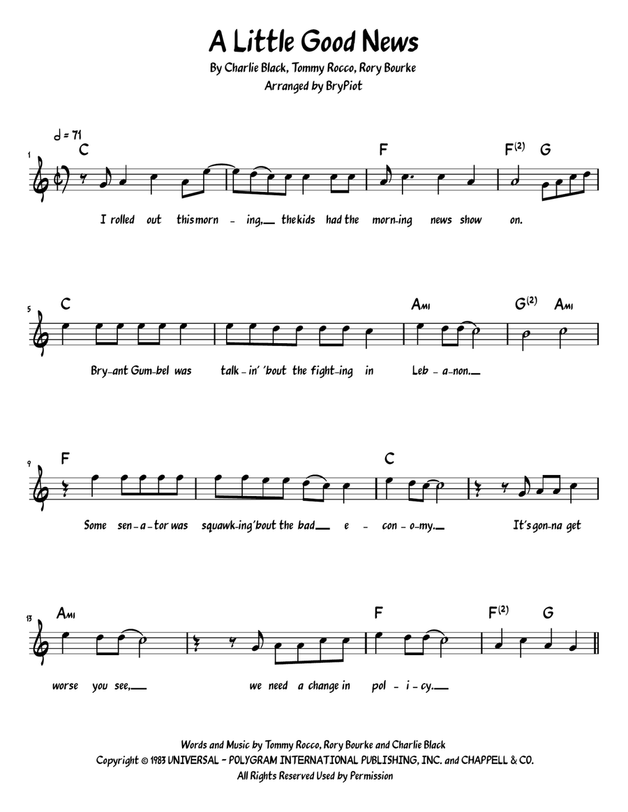 A Little Good News Piano scores gallery preview page 1