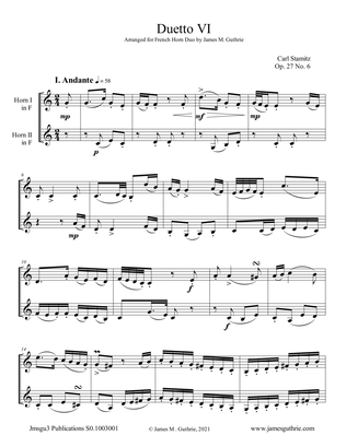 Stamitz: Duet Op. 27 No. 6 for French Horn Duo