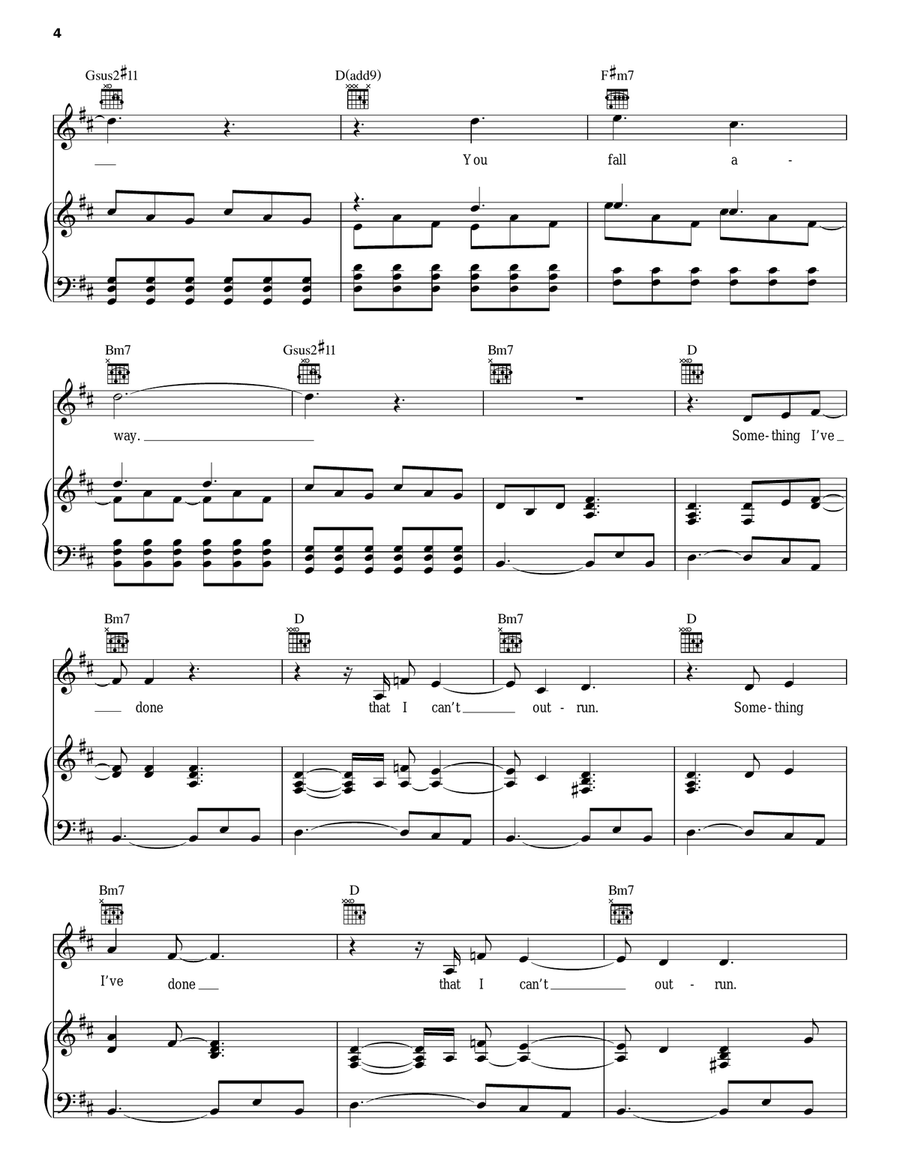 Fall Away Piano, Vocal, Guitar scores gallery preview page 4