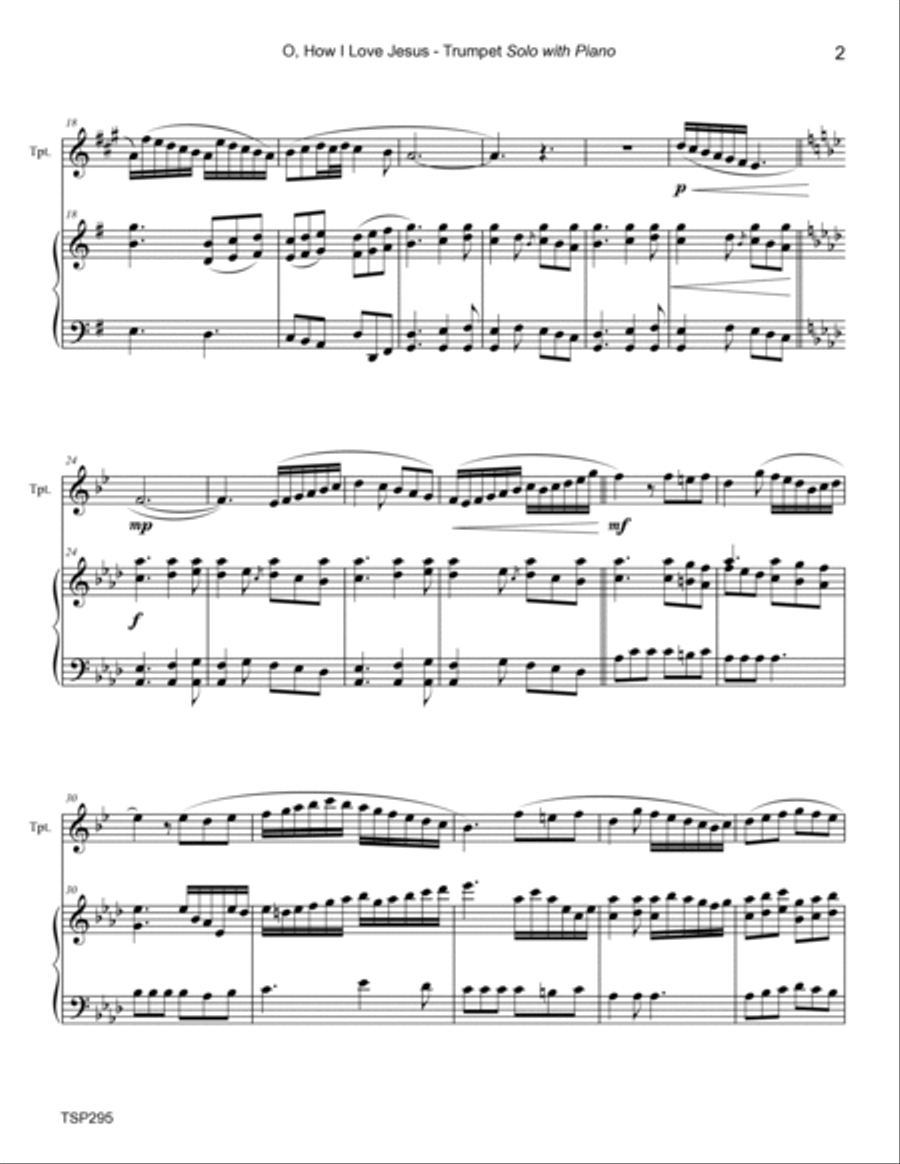 O HOW I LOVE JESUS - TRUMPET SOLO (Grade 4-) with Piano Accompaniment Trumpet Solo scores gallery preview page 2