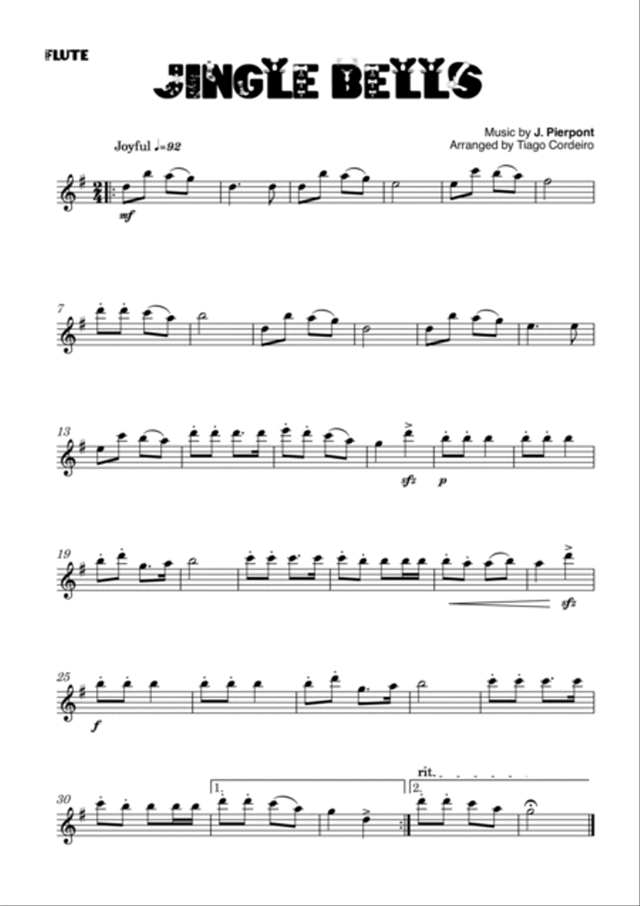 Jingle Bells Woodwind Quartet scores gallery preview page 4