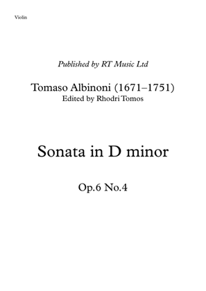 Book cover for Albinoni Op.6 No.4 - Sonata in D minor. Trumpet solo parts.