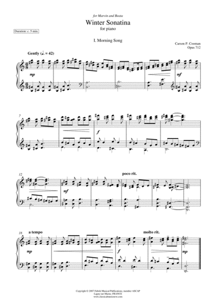 Carson Cooman: Winter Sonatina (2007) for piano