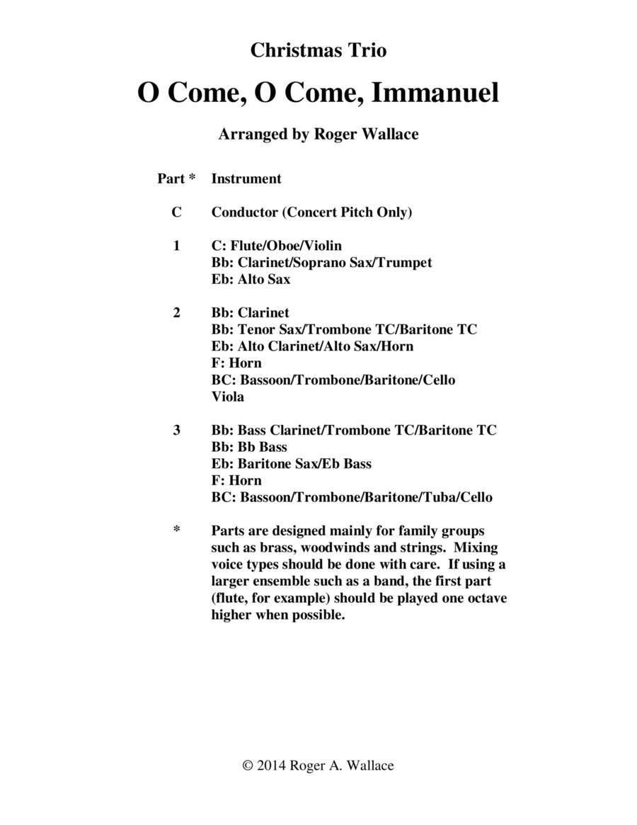 Immanuel (Emmanuel) - Brass Trio, O Come Brass Trio scores gallery preview page 1