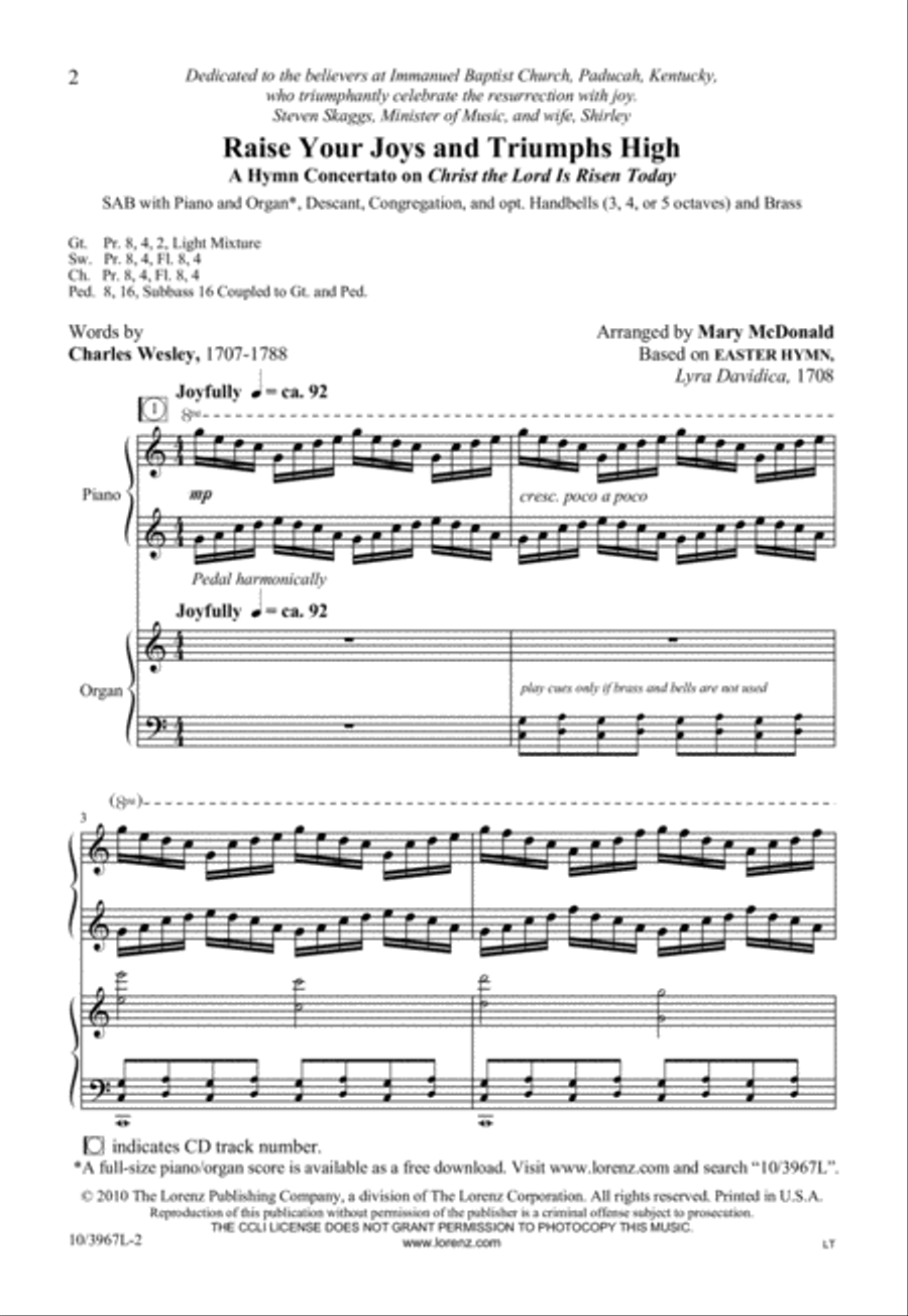 Raise Your Joys and Triumphs High 3-Part scores gallery preview page 3