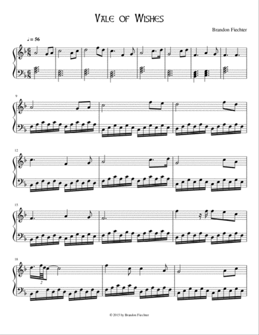 Vale of Wishes Piano Solo scores gallery preview page 1
