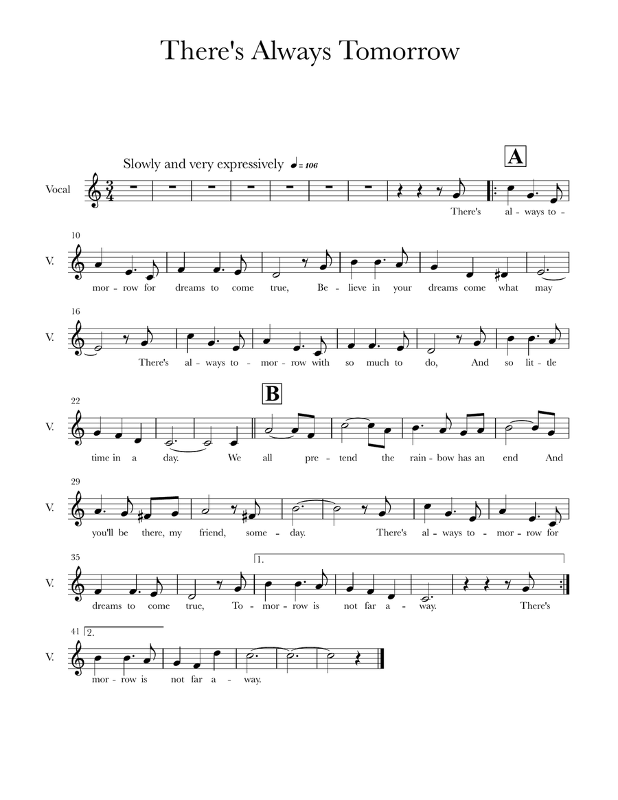 There's Always Tomorrow Piano, Vocal scores gallery preview page 3