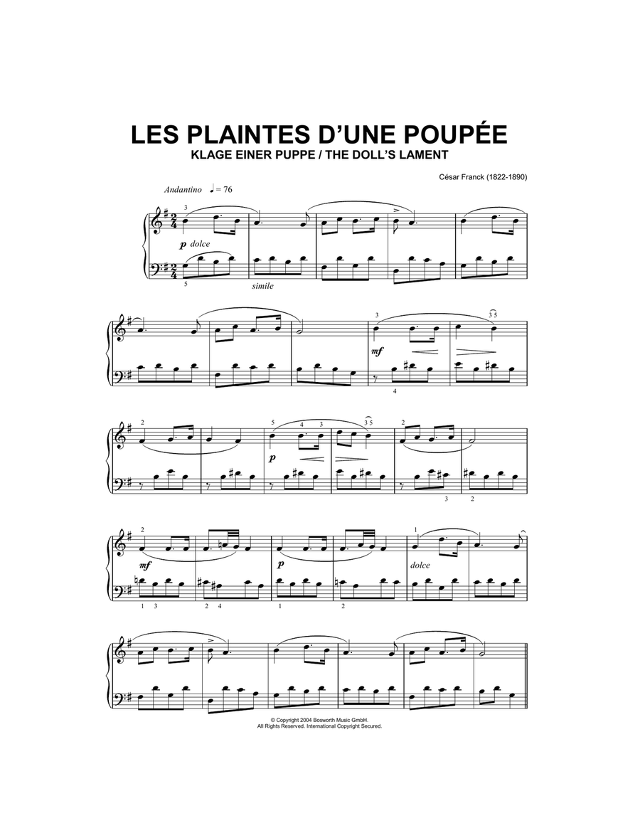 The Doll's Lament The Doll's Lament Piano Solo scores gallery preview page 1