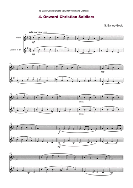 18 Easy Gospel Duets Vol.2 for Violin and Clarinet
