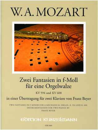 Book cover for 2 Fantasias in F minor for a mechanical organ