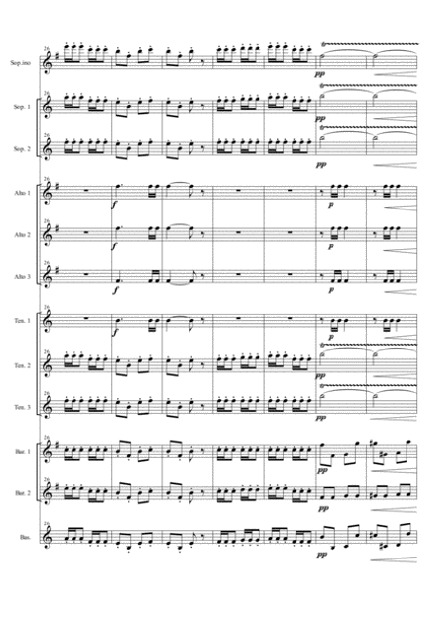 Carmen Overture (Prelude) for Saxophone Ensemble Woodwind Ensemble scores gallery preview page 5