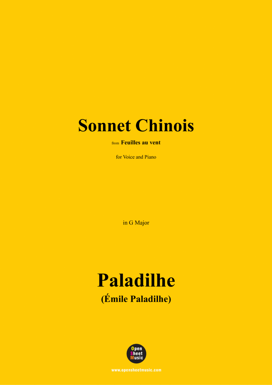 Paladilhe-Sonnet Chinois,in G Major Voice scores gallery preview page 1