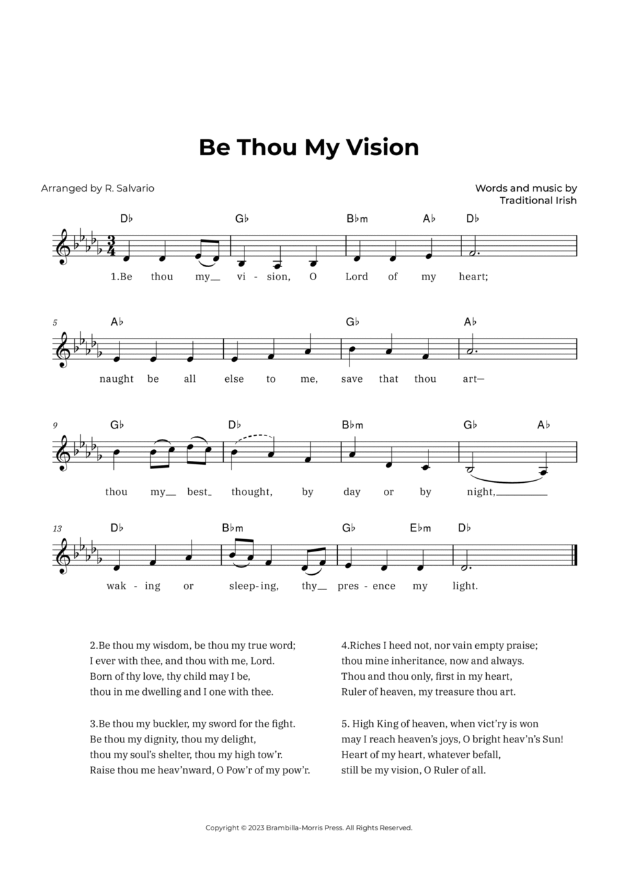 Be Thou My Vision (Key of D-Flat Major) Piano scores gallery preview page 1