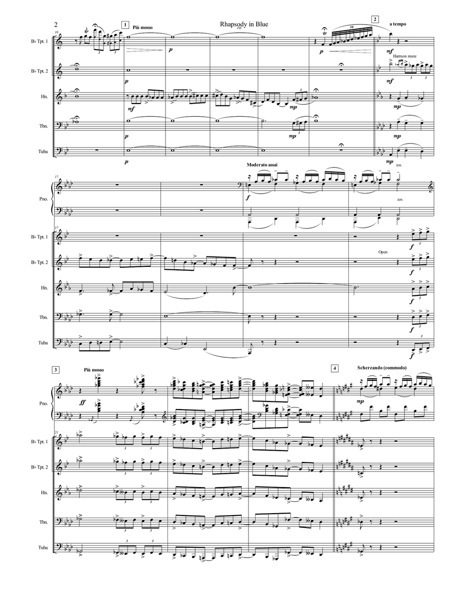 Rhapsody in Blue - Brass Quintet and Piano Brass Quintet scores gallery preview page 3