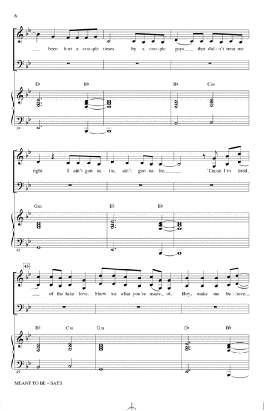 Meant To Be (feat. Florida Georgia Line) (arr. Mac Huff) 4-Part scores gallery preview page 5