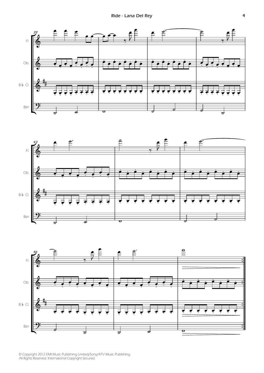 Ride Ride Woodwind Quartet scores gallery preview page 6