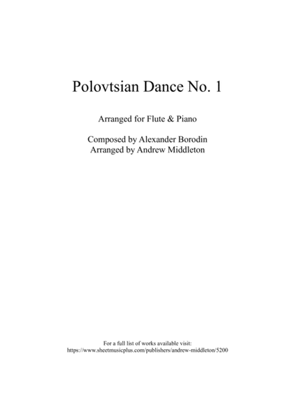 Polovtsian Dance No. 1 arranged for Flute and Piano image number null