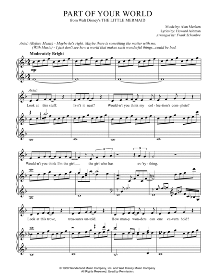 Part Of Your World Part Of Your World Voice scores gallery preview page 2