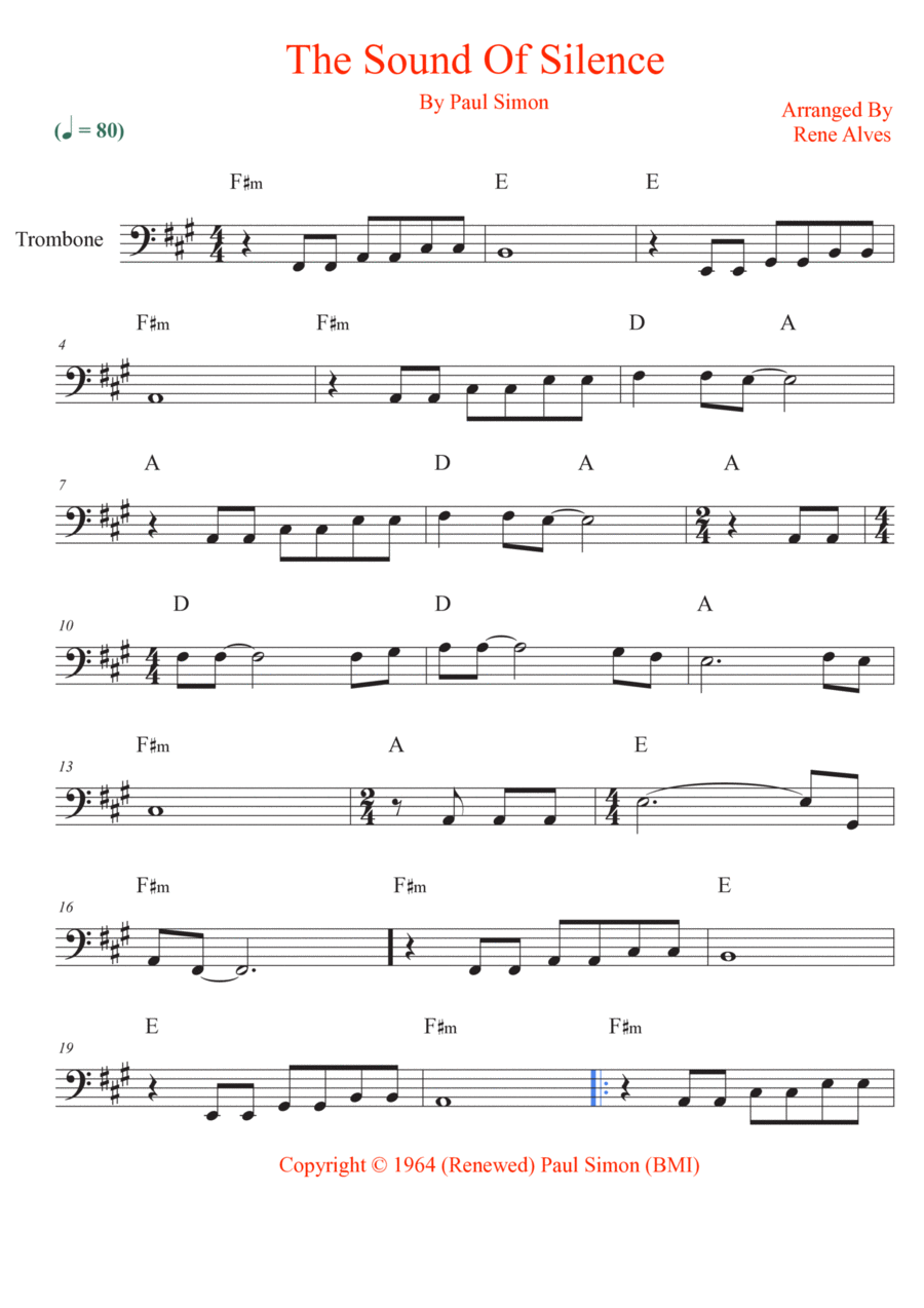The Sound Of Silence The Sound Of Silence Trombone Solo scores gallery preview page 1