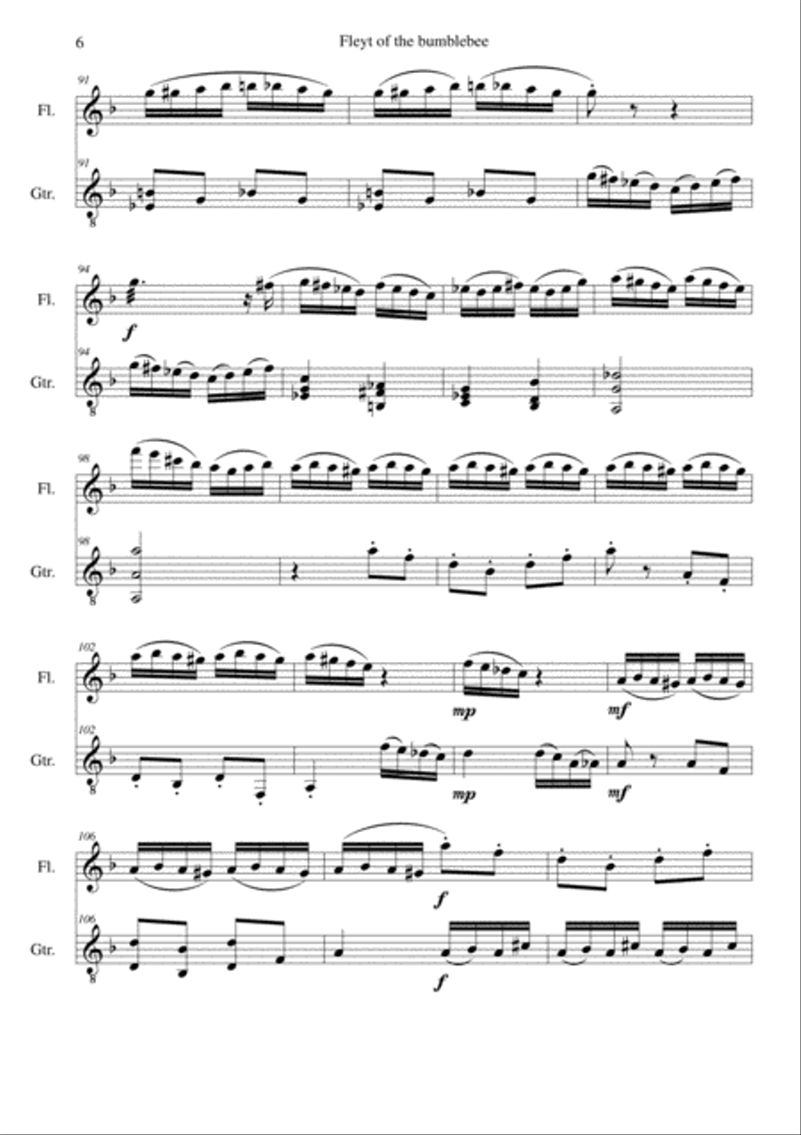 Fleyt of the bumblebee for flute and guitar Fleyt of the bumblebee for flute and guitar Flute scores gallery preview page 6