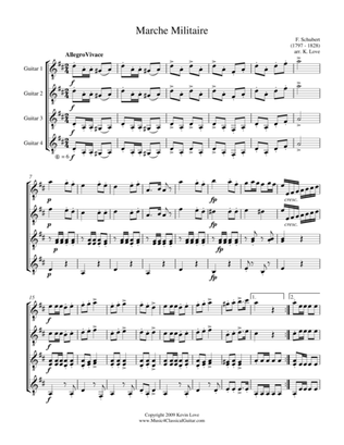 Marche Militaire (Guitar Quartet) - Score and Parts