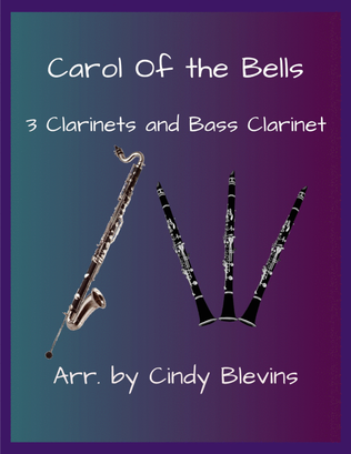 Book cover for Carol of the Bells, for Three Clarinets and Bass Clarinet
