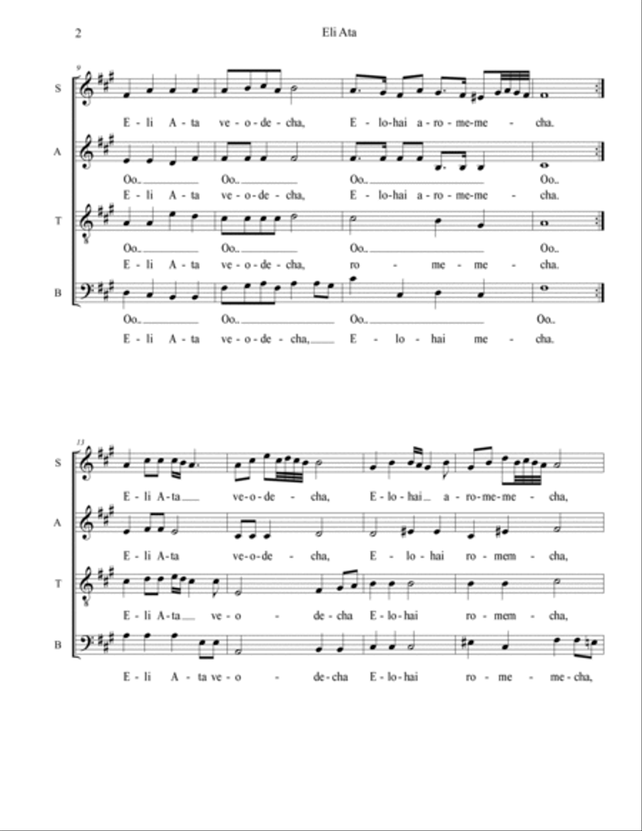 Eli Ata (from Psalm 118 Eli Ata (from Psalm 118 4-Part scores gallery preview page 2