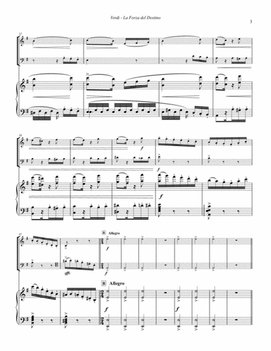 La Forza del Destino (Force of Destiny) Overture for Trumpet, Trombone and Piano