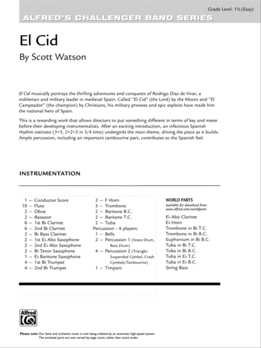 El Cid: Score Concert Band scores gallery preview page 1