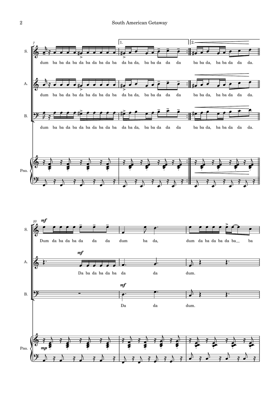 South American Getaway (arr. Fiona Lander) Choir scores gallery preview page 2