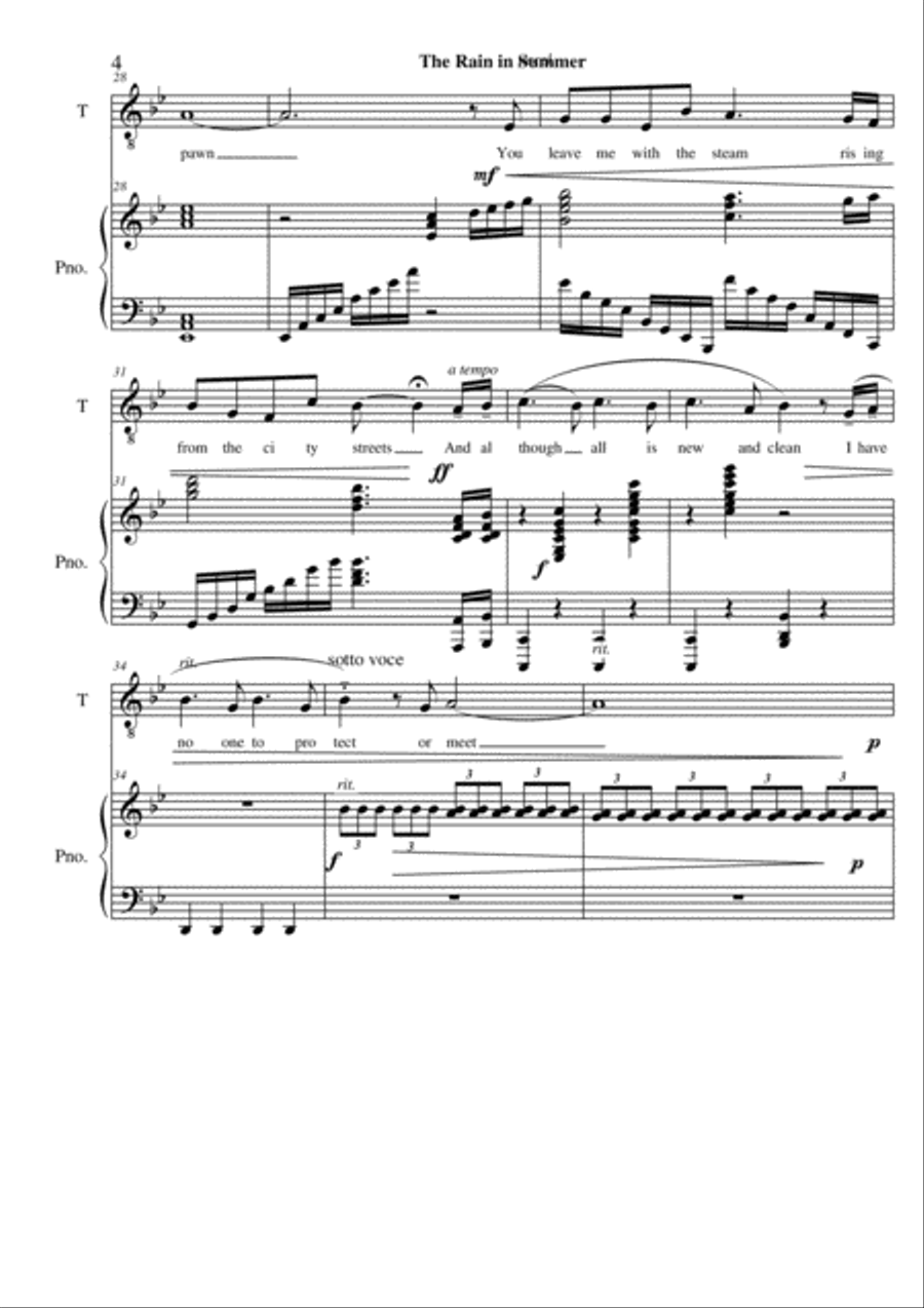 The Rain in Summer (La Pluie en Ete) Tenor Voice scores gallery preview page 4