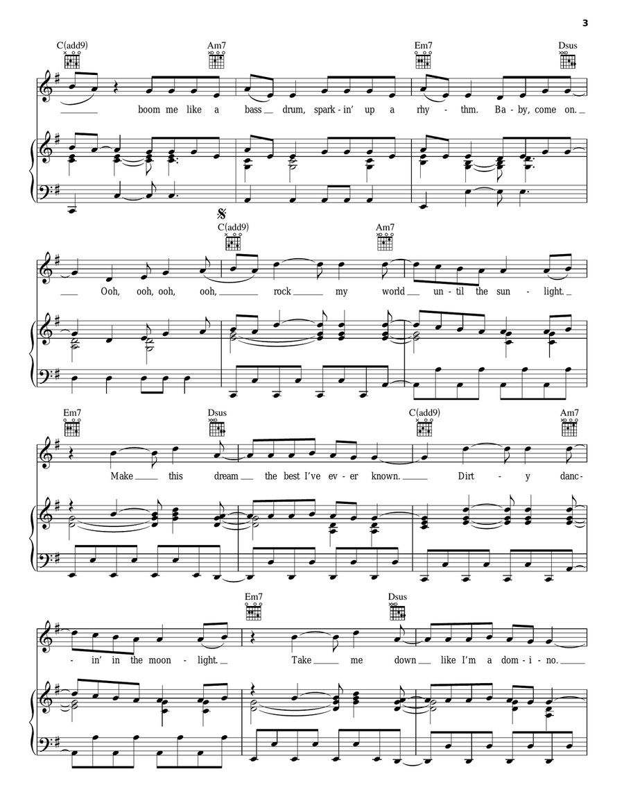 Domino Piano, Vocal, Guitar scores gallery preview page 3