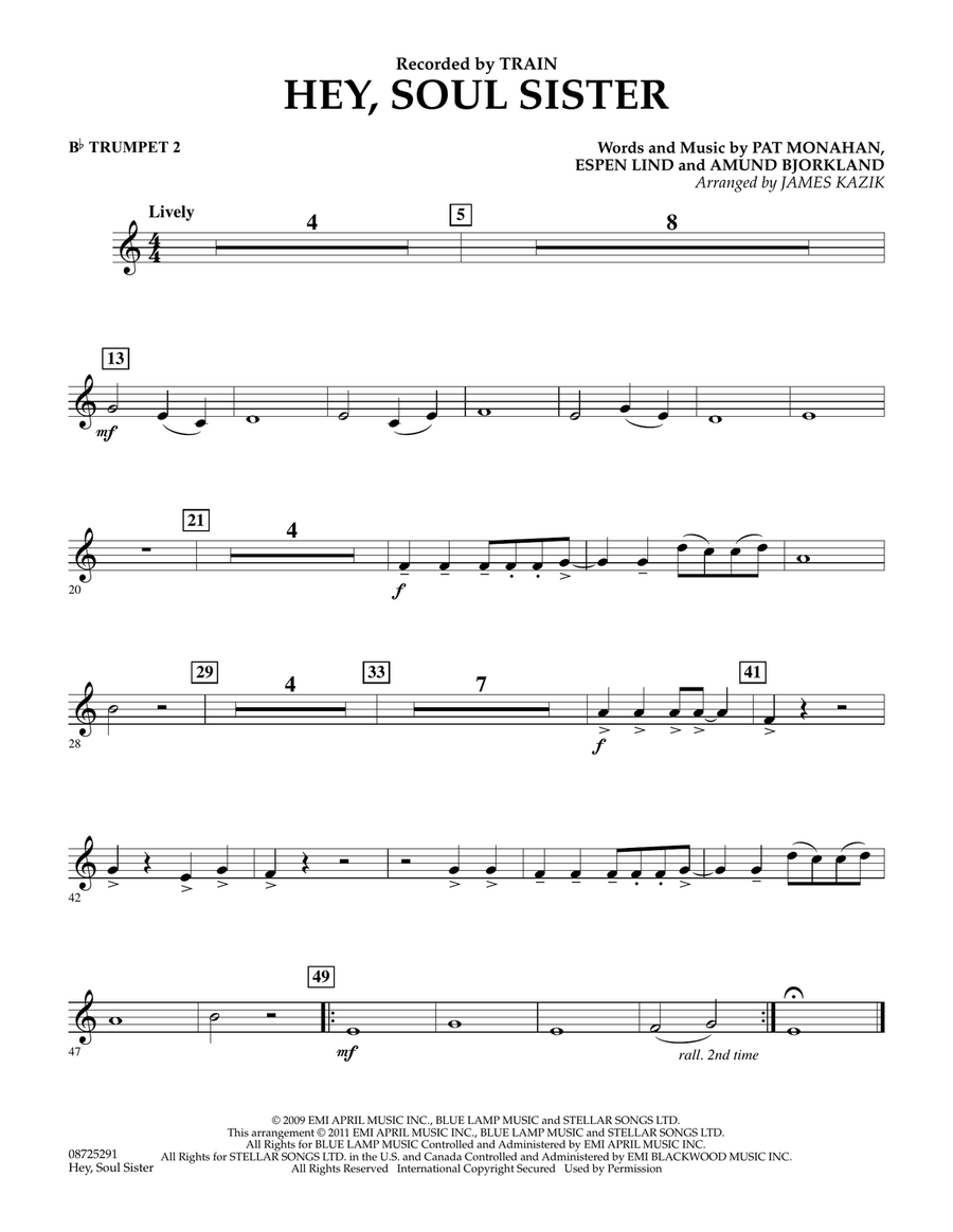 Hey, Soul Sister - Bb Trumpet 2