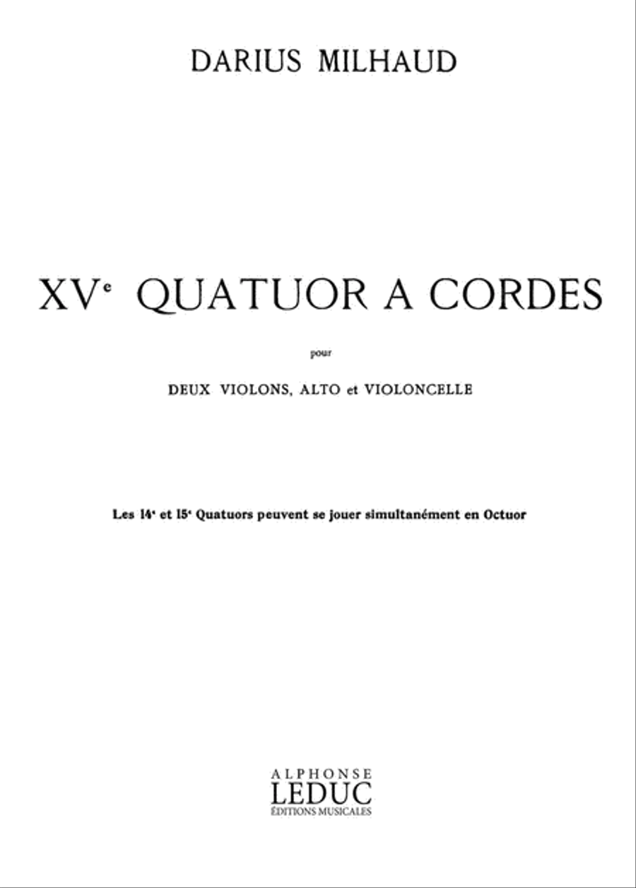 Quatuor à Cordes No.15, Op.291