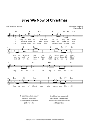 Sing We Now of Christmas (Key of B Minor)