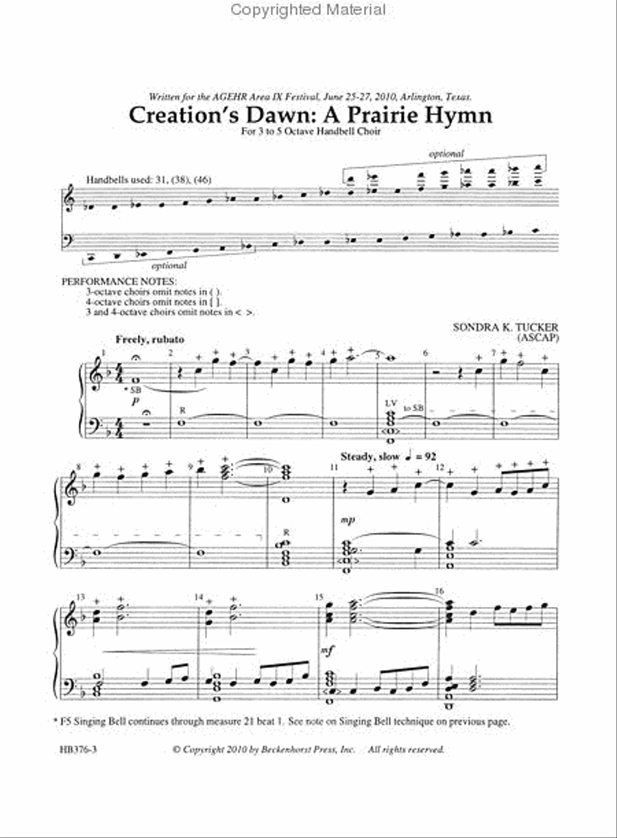 Creation's Dawn: A Prairie Hymn 5-Octaves scores gallery preview page 2