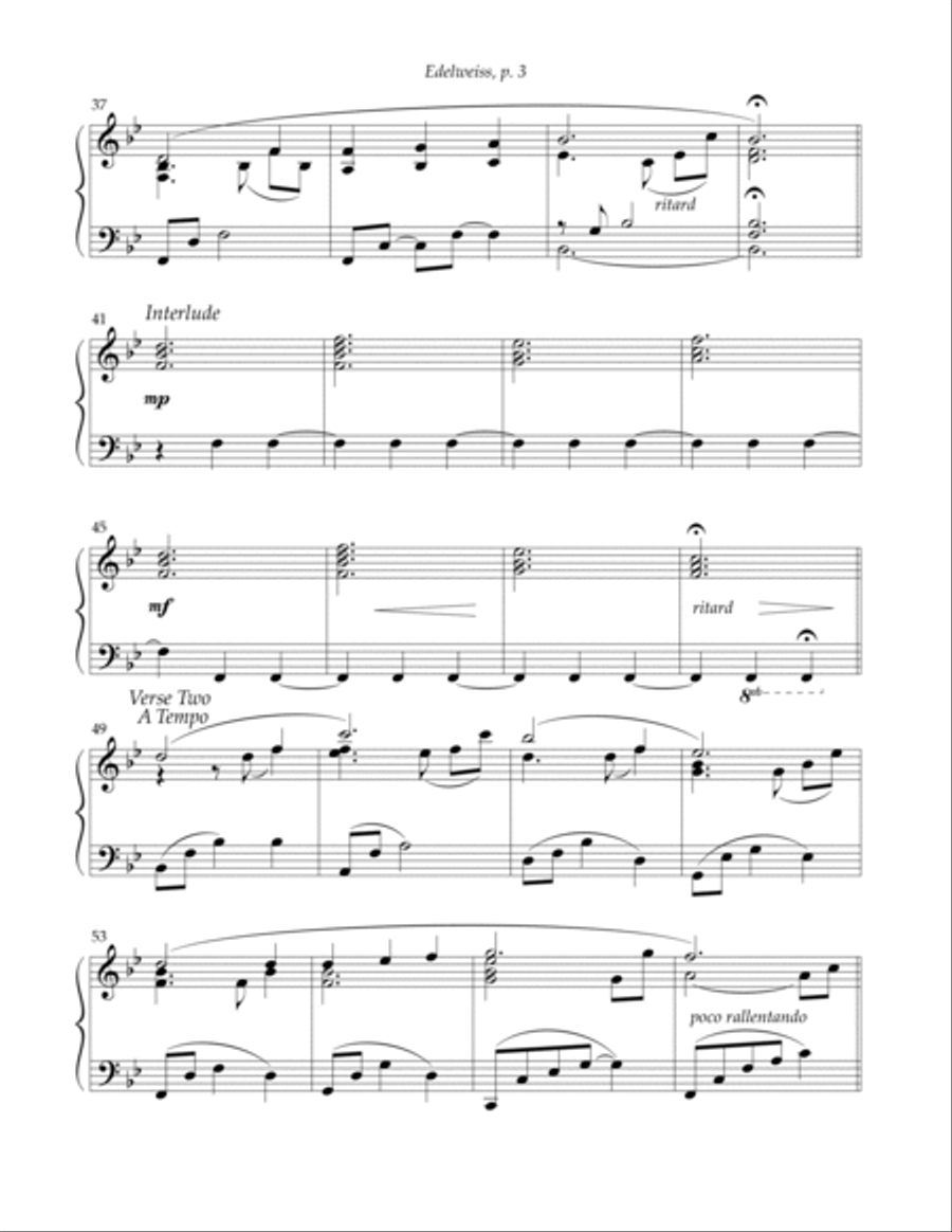 Edelweiss Piano Solo scores gallery preview page 3