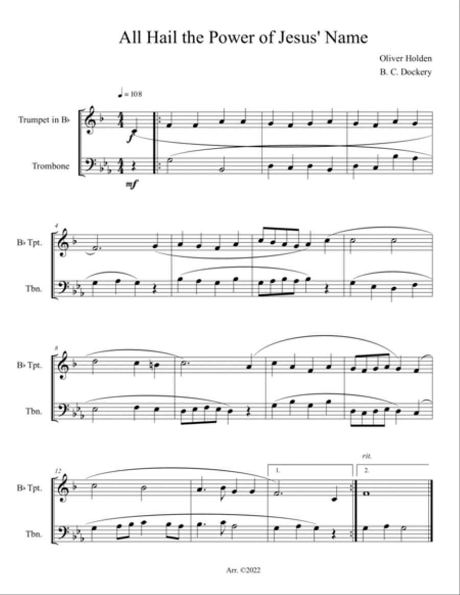 20 Greatest Hymns for Trumpet and Trombone Duet Brass Duet scores gallery preview page 4