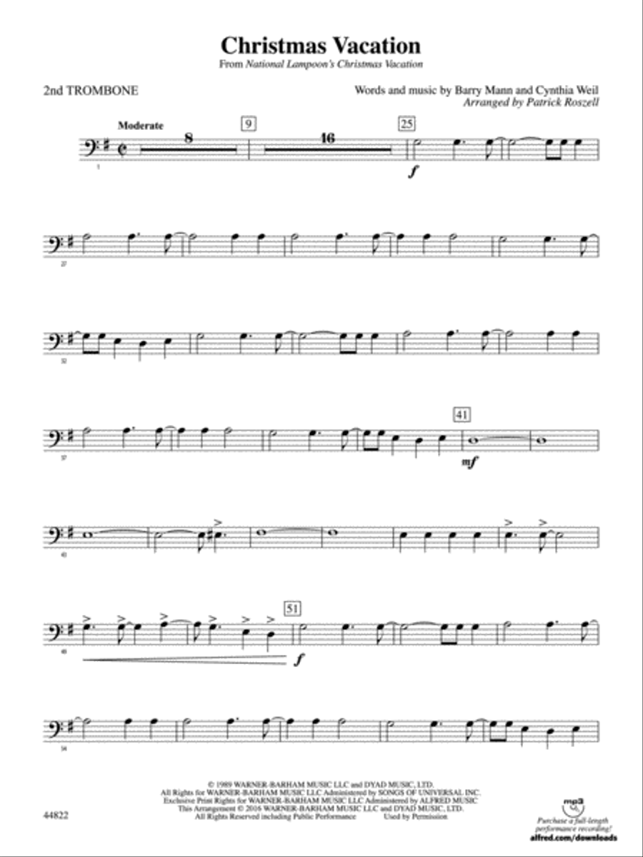 Christmas Vacation: 2nd Trombone Full Orchestra scores gallery preview page 1