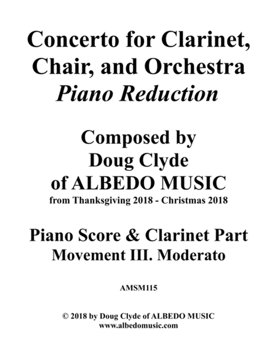 Concerto for Clarinet, Chair, and Orchestra. Piano Reduction. Movement III. Moderato. image number null