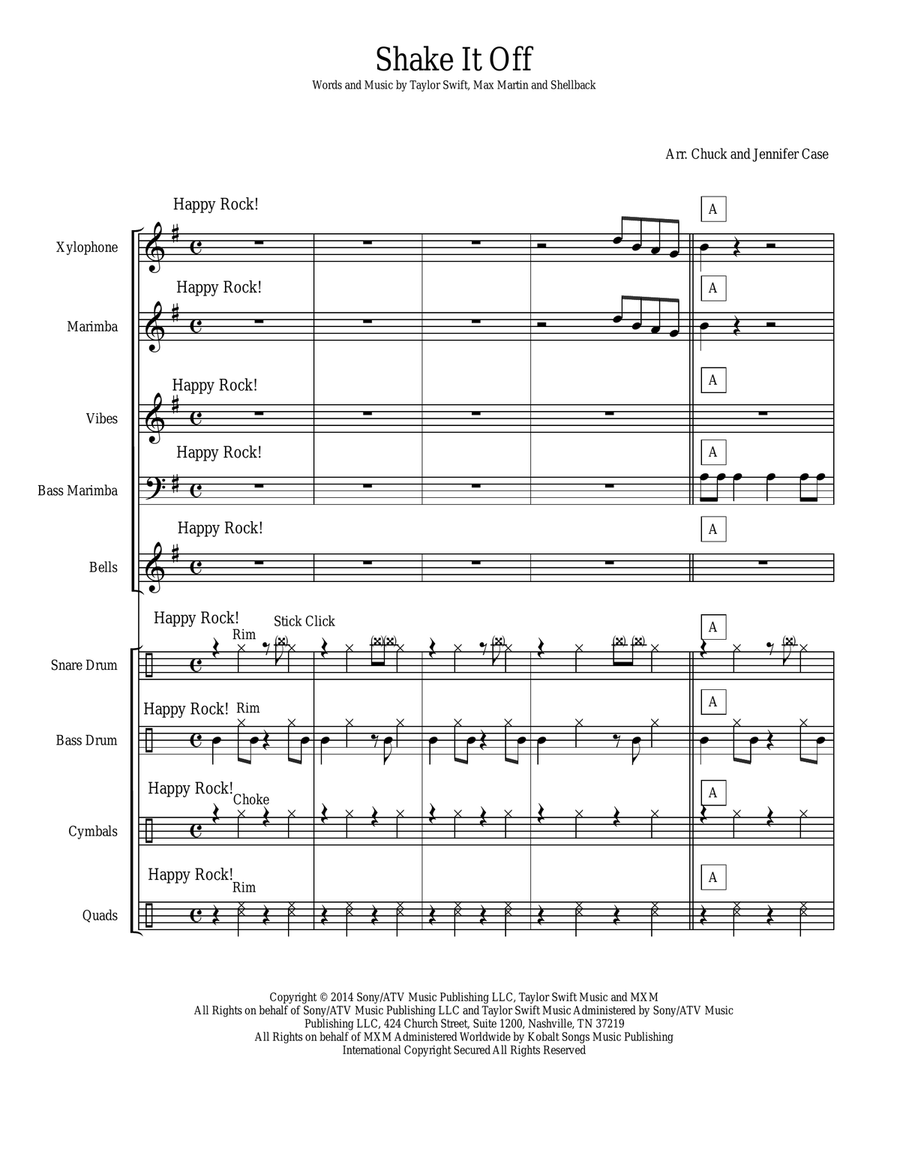 Shake It Off Percussion Ensemble scores gallery preview page 1